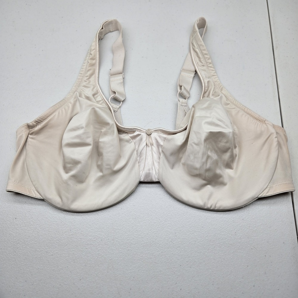 Olga By‎ Warner's Women Bra 44D Beige Minimizer Underwired Bow Strap